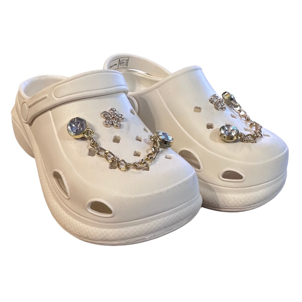 Yvo Kids' White Clogs with Decorative Charms